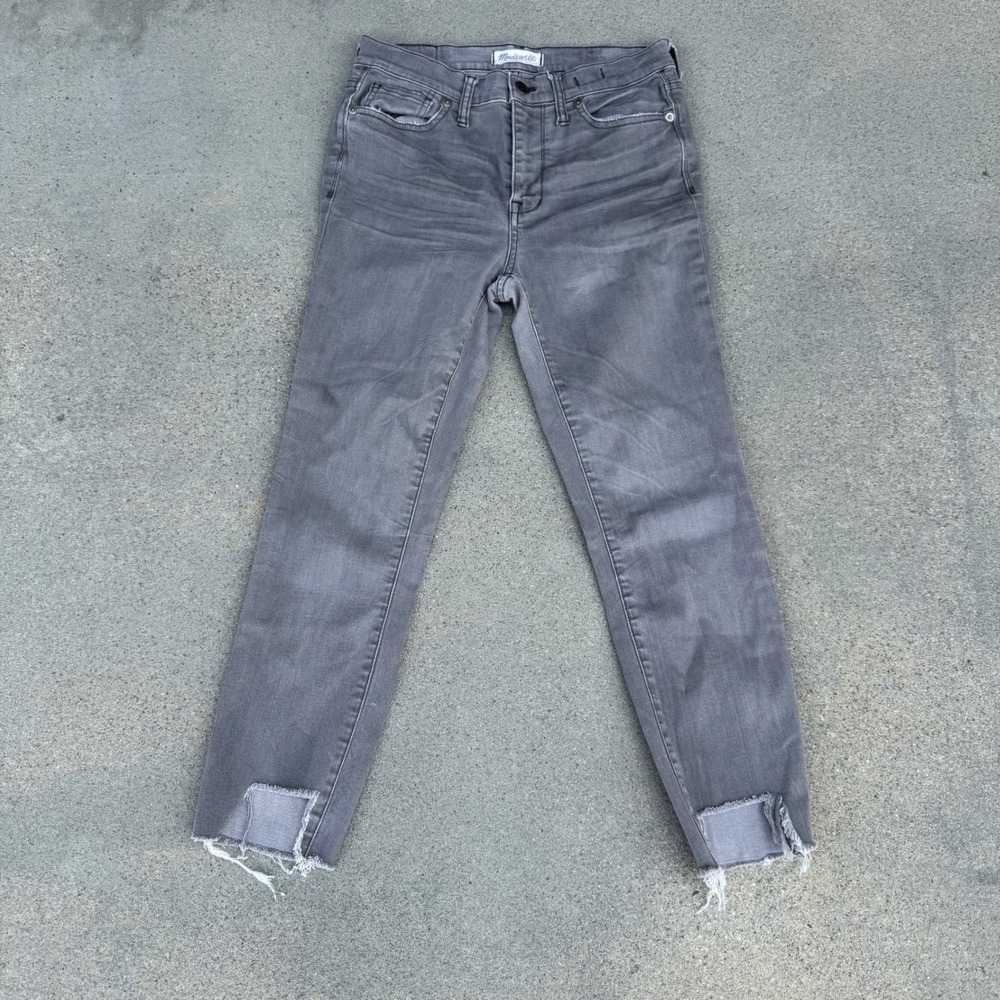 Madewell High Riser Skinny Jeans Gray Raw Step Hem Women Size 27